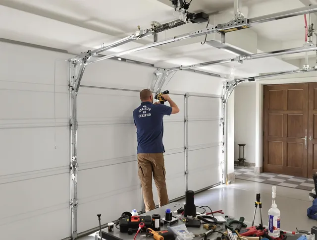 Monroe Garage Door Repair certified technician performing precision garage door repair in Monroe