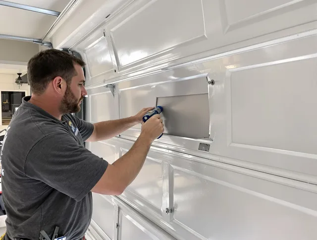 Garage door panel repair by Monroe Garage Door Repair in Monroe